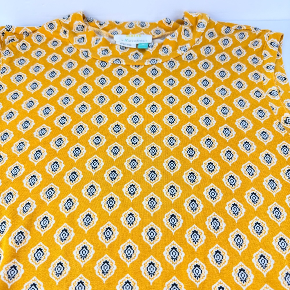 Maeve Anthropologie Plus 2X Yellow Palais Geometric Swing Asymmetrical Dress - Picture 6 of 12